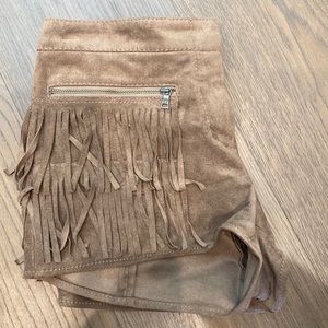 BCBG Weston Faux Suede Fringe Shorts